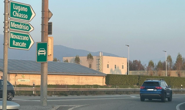 L’imbocco della bretellina che collega Stabio a Mendrisio e che è già tratta autostradale