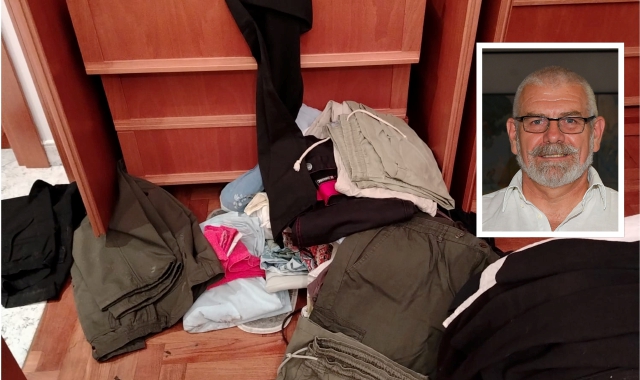 La casa messa a soqquadro dai ladri e nel riquadro Fabrizio Sberna