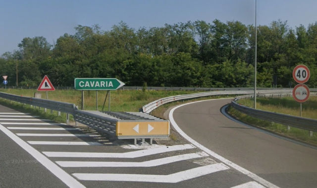 L’uscita di Cavaria in direzione Varese (foto Google Maps)