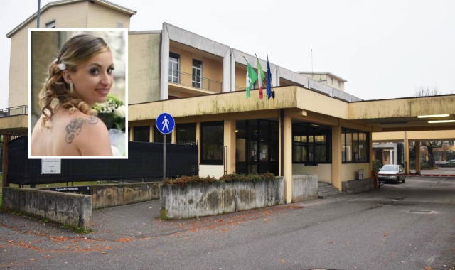 L’ospedale di Cittiglio e, nel riquadro, Veronica Pignata (foto Facebook)