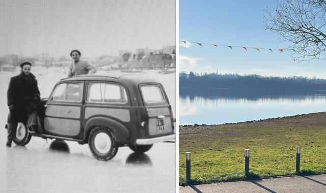 Prima e dopo: nel 1960 il lago ghiacciato e adesso splendente sotto il sole