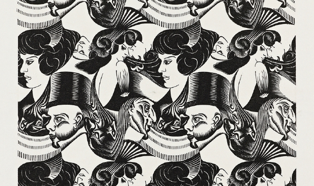 «Otto teste» di M.C. Escher (L’Aia, Kunstmuseum Den Haag, All M.C. Escher works © 2025 The M.C. Escher Company. All rights reserved; mcescher.com)