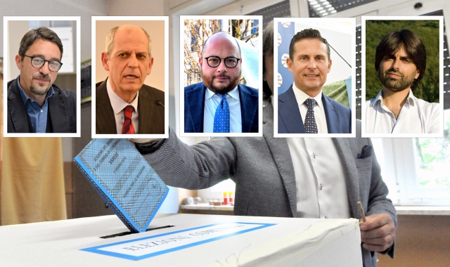 I rappresentanti delle forze di centrodestra alle trattative: Enrico Argentiero (FdI), Salvatore Leggio (FI), Marco Bordonaro (Lega), Mattia Preamazzi (Noi Moderati), Leslie Mulas (Varese Ideale)