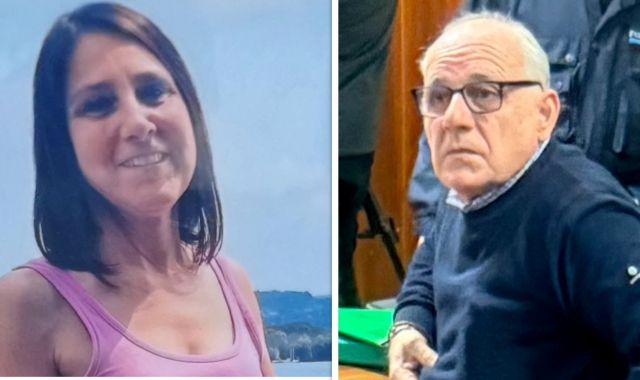 Nella foto accanto Vincenzo Gerardi ieri mattina all’apertura del processo per l’omicidio della moglie Teresa Stabile (foto piccola). Figli e parenti della donna si sono costituiti parte civile