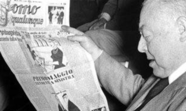 Guglielmo Giannini sfoglia il settimanale da lui fondato