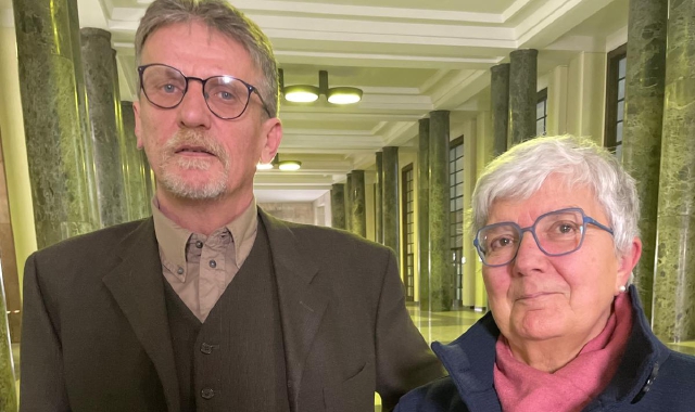 Stefano Binda nel Palazzo di Giustizia di Milano con l’avvocato Patrizia Esposito