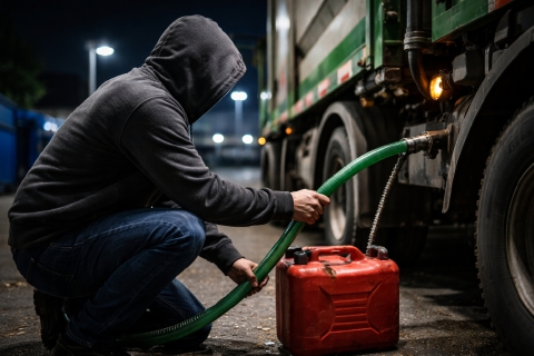 Ruba gasolio dai mezzi della raccolta rifiuti: arrestato