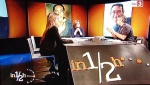 Ilaria Cucchi, Lucia Uva (d) e il segretario generale del Sindacato Autonomo di Polizia, Gianni Tonelli, durante la trasmissione 