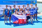 VARESE FINALI A MONDIALI CANOTTAGGIO 2022 UNDER 19 E PREMIAZIONI NELLA FOTO QUATTRO DI COPPIA CON MAICHOL BRAMBILLA