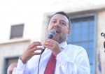 VARESE MATTEO SALVINI IN PIAZZA MONTE GRAPPA PER CAMPAGNA ELETTORALE POLITICHE 2022 CON I CANDIDATI. RISOTTATA LEGA E BIRRA