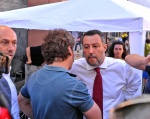 VARESE MATTEO SALVINI IN PIAZZA MONTE GRAPPA PER CAMPAGNA ELETTORALE POLITICHE 2022 CON I CANDIDATI. RISOTTATA LEGA E BIRRA