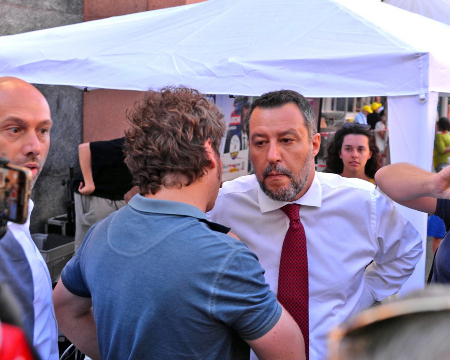 VARESE MATTEO SALVINI IN PIAZZA MONTE GRAPPA PER CAMPAGNA ELETTORALE POLITICHE 2022 CON I CANDIDATI. RISOTTATA LEGA E BIRRA