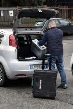 BRUNELLO. FURTO DITTA ELMEC INFORMATICA. SFONDATO IL CANCELLO DOPO AVER BLOCCATO LA STRADA CON VARI MEZZI. NELLA FOTO