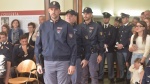 VARESE. PREMIAZIONI IN QUESTURA PER FESTA PATRONO SAN MICHELE ARCANGELO NELLA FOTO SQUADRA ARTIFICIERI DA SX ASS. CAPO ANDREA FIOCCHI, SOST. COMMISSARIO LORENZO AUDDINO E AGENTE SCELTO ALESSANDRO SPERLINGA