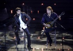 Italian singers Bresh (L) and Cristiano De André perform on stage at the Ariston theatre during the 75th edition of the Sanremo Italian Song Festival, in Sanremo, Italy, 14 February 2025. The music festival will run from 11 to 15 February 2025. ANSA/FABIO