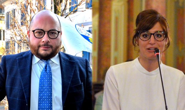 Il segretario della Lega Marco Bordonaro e la consigliera di maggioranza Maria Paola Cocchiere