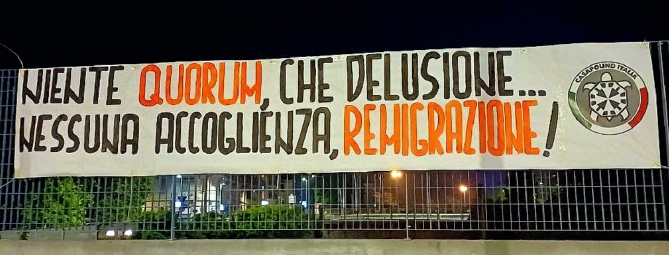 CasaPound: «Serve la remigrazione, il referendum lo conferma»