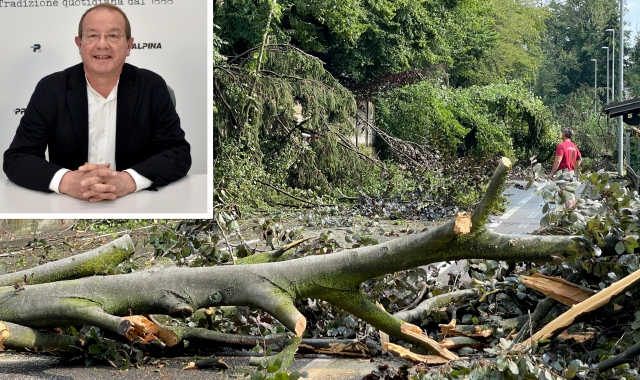 La città porta ancora i segni della devastante tromba d’aria del 12 luglio 2023: nella foto, una palazzina con i balconi lesionati