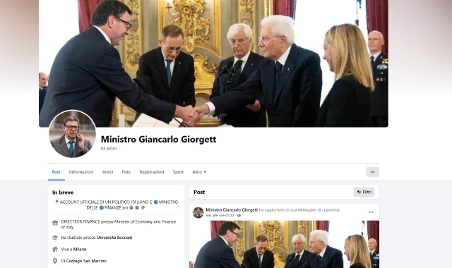 Su Facebook un falso ministro “Giorgett”