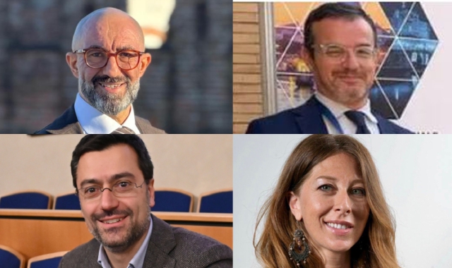 I quattro candidati. Da sinistra in senso orario: Mario Almici, Federico Amadei, Lorenzo Radice e Carolina Toia